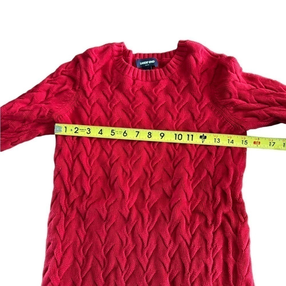 Lands End Cable Knit Sweater 100% Cotton Red Women’s XS - Picture 10 of 12
